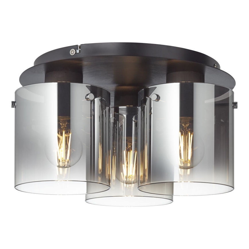 Brilliant - Taklampa BETH 3xE27/60W/230V svart/rökfärgad