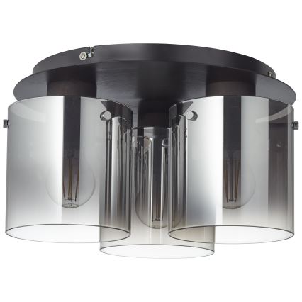 Brilliant - Taklampa BETH 3xE27/60W/230V svart/rökfärgad