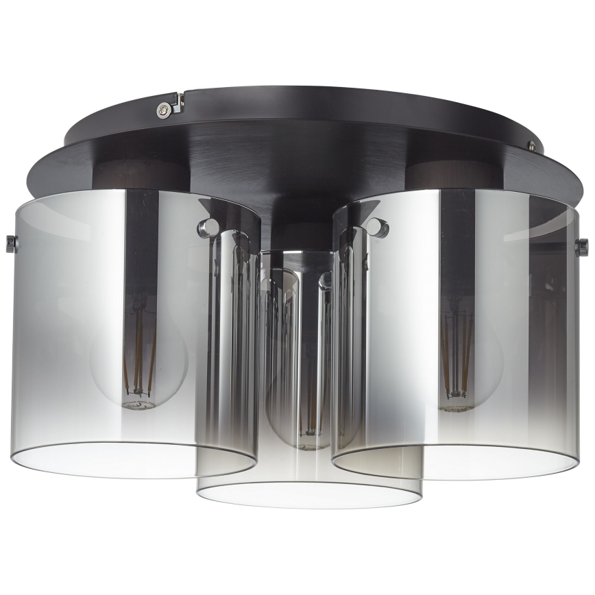 Brilliant - Taklampa BETH 3xE27/60W/230V svart/rökfärgad