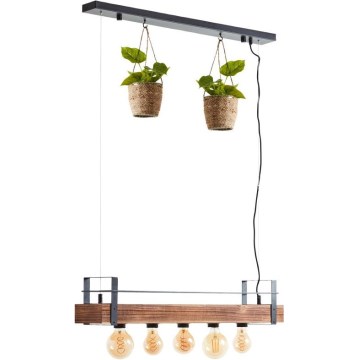 Brilliant - Taklampa på vajer BANKWOOD 5xE27/28W/230V poppel
