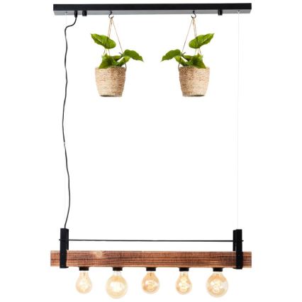 Brilliant - Taklampa på vajer BANKWOOD 5xE27/28W/230V poppel