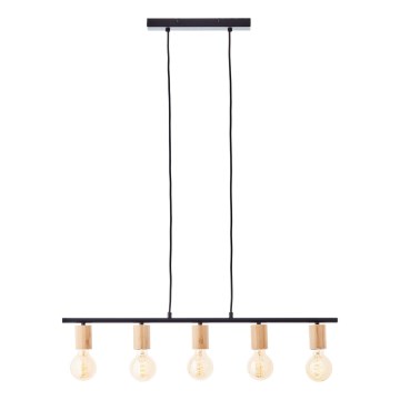 Brilliant - Taklampa på vajer KERRY 5xE27/40W/230V svart/bambu
