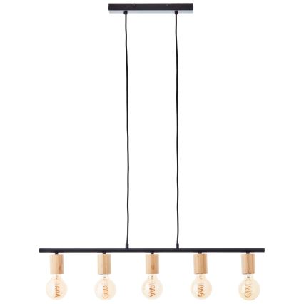 Brilliant - Taklampa på vajer KERRY 5xE27/40W/230V svart/bambu