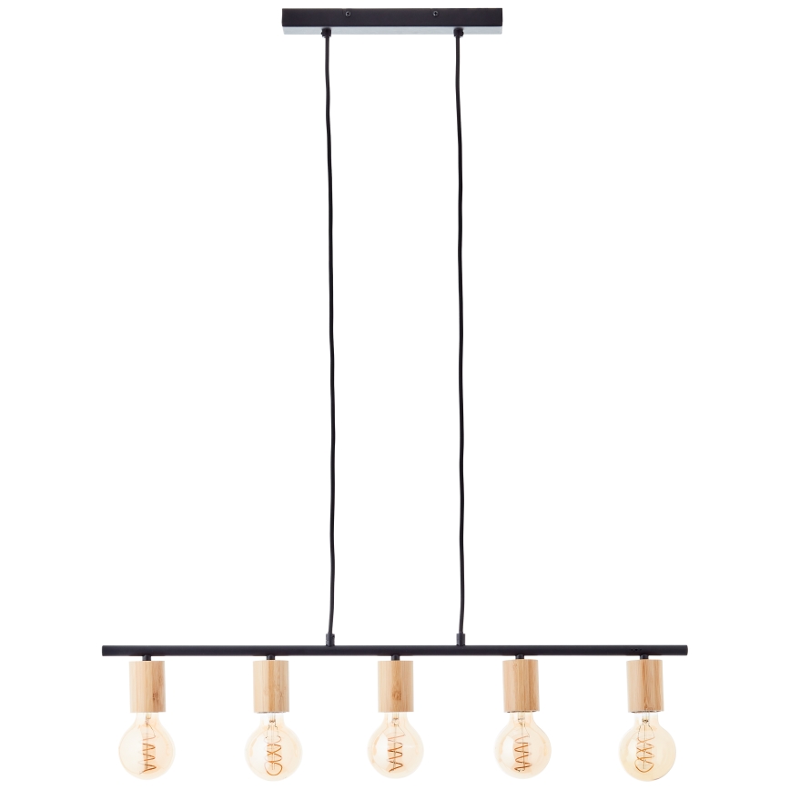 Brilliant - Taklampa på vajer KERRY 5xE27/40W/230V svart/bambu