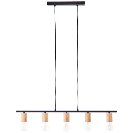 Brilliant - Taklampa på vajer KERRY 5xE27/40W/230V svart/bambu