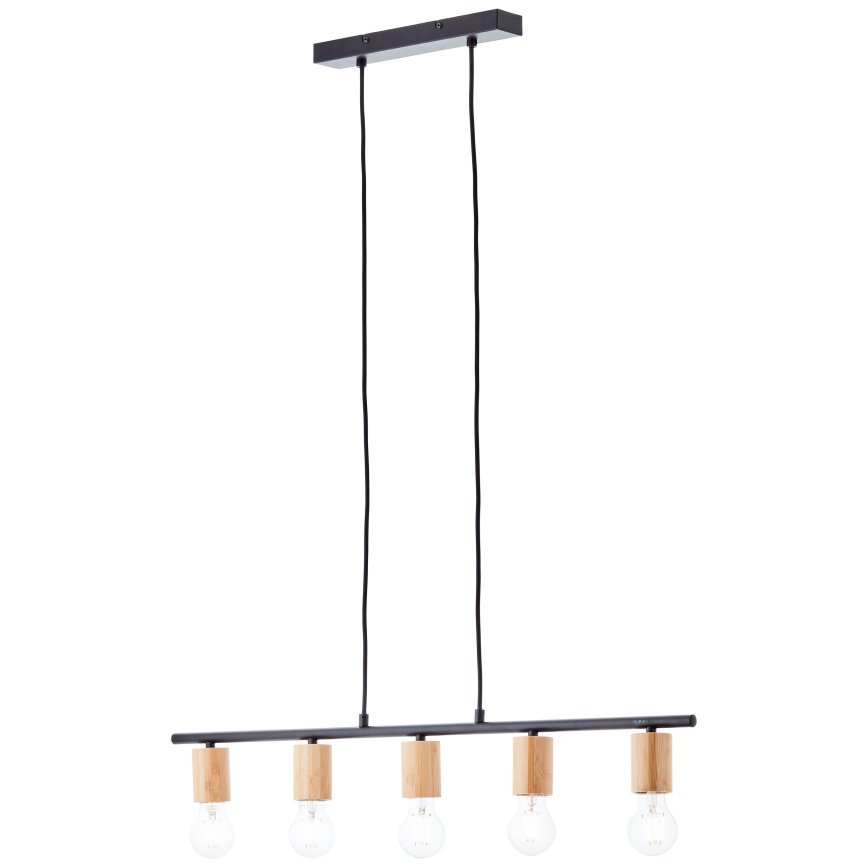Brilliant - Taklampa på vajer KERRY 5xE27/40W/230V svart/bambu