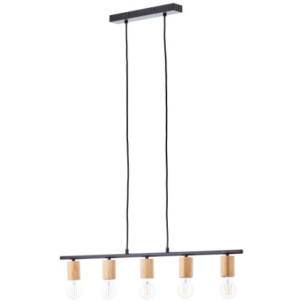 Brilliant - Taklampa på vajer KERRY 5xE27/40W/230V svart/bambu