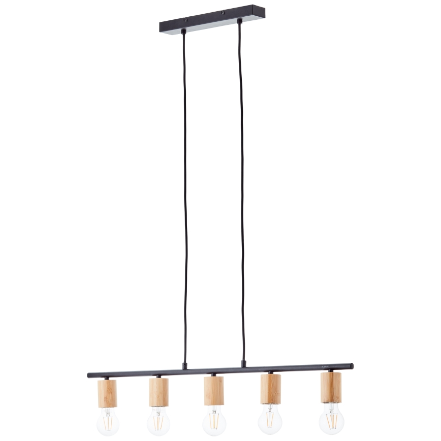 Brilliant - Taklampa på vajer KERRY 5xE27/40W/230V svart/bambu
