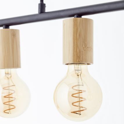 Brilliant - Taklampa på vajer KERRY 5xE27/40W/230V svart/bambu