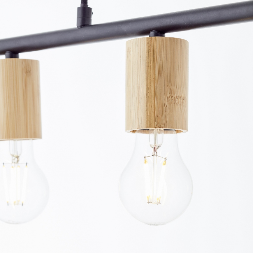 Brilliant - Taklampa på vajer KERRY 5xE27/40W/230V svart/bambu
