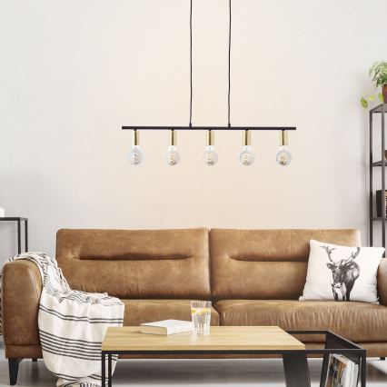 Brilliant - Taklampa på vajer KERRY 5xE27/40W/230V svart/mässing