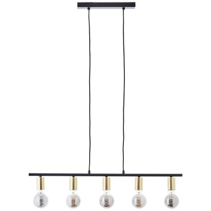 Brilliant - Taklampa på vajer KERRY 5xE27/40W/230V svart/mässing