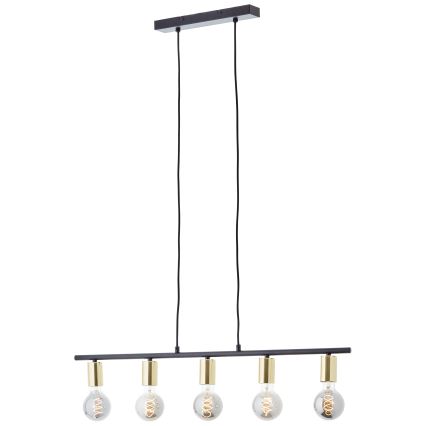 Brilliant - Taklampa på vajer KERRY 5xE27/40W/230V svart/mässing