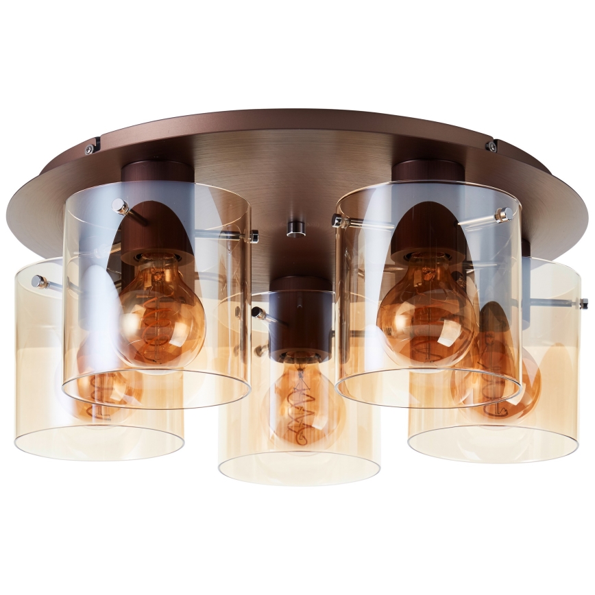 Brilliant - Taklampa PETJE 5xE27/40W/230V Ø 52 cm brun/rökfärgad