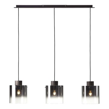 Brilliant - Takpendel på vajer BETH 3xE27/60W/230V svart/rökfärgad