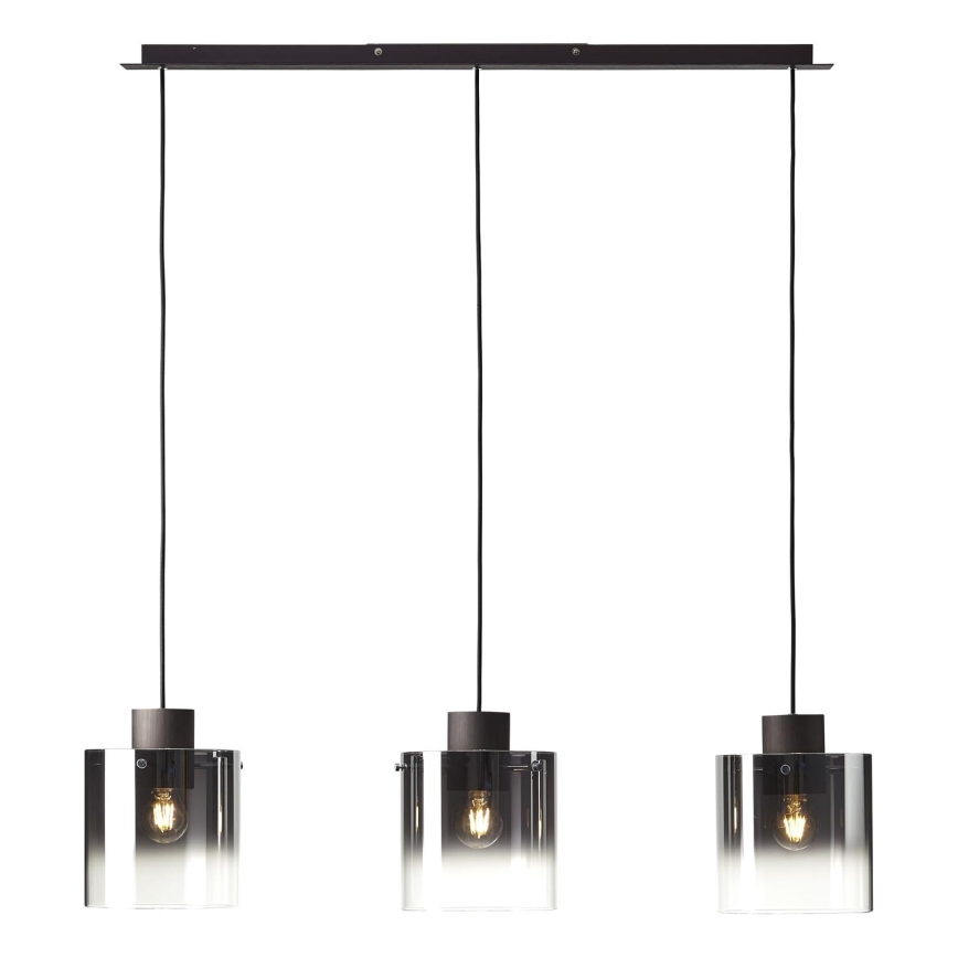 Brilliant - Takpendel på vajer BETH 3xE27/60W/230V svart/rökfärgad