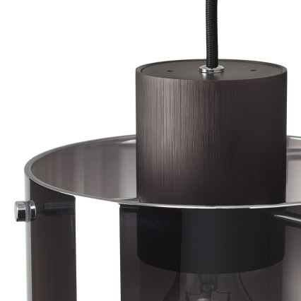 Brilliant - Takpendel på vajer BETH 3xE27/60W/230V svart/rökfärgad