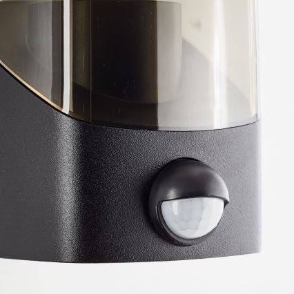 Brilliant - Utomhus vägglampa med sensor MINOU 1xE27/10W/230V IP44 svart/rökig