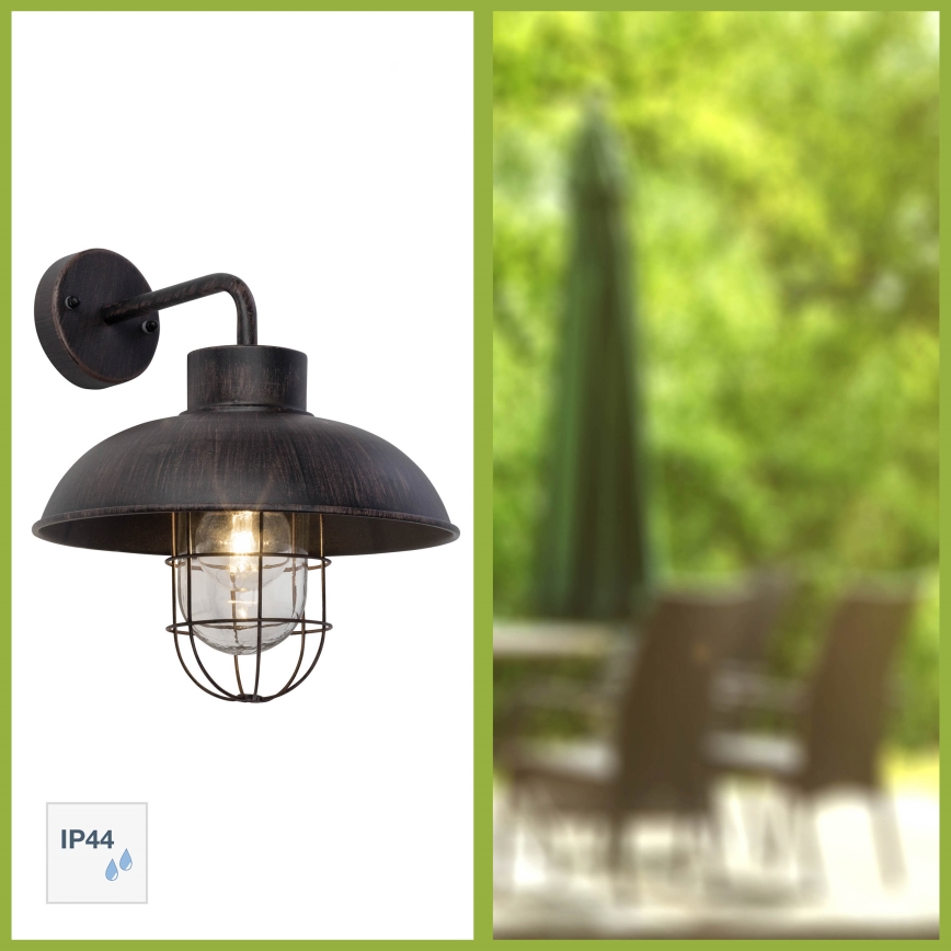 Brilliant - Vägglampa för utomhusbruk PORTLAND 1xE27/60W/230V svart/patina