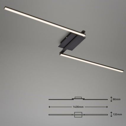 Brilo 3500-015 - LED fäst ljuskrona STAFF 2xLED/6W/230V svart