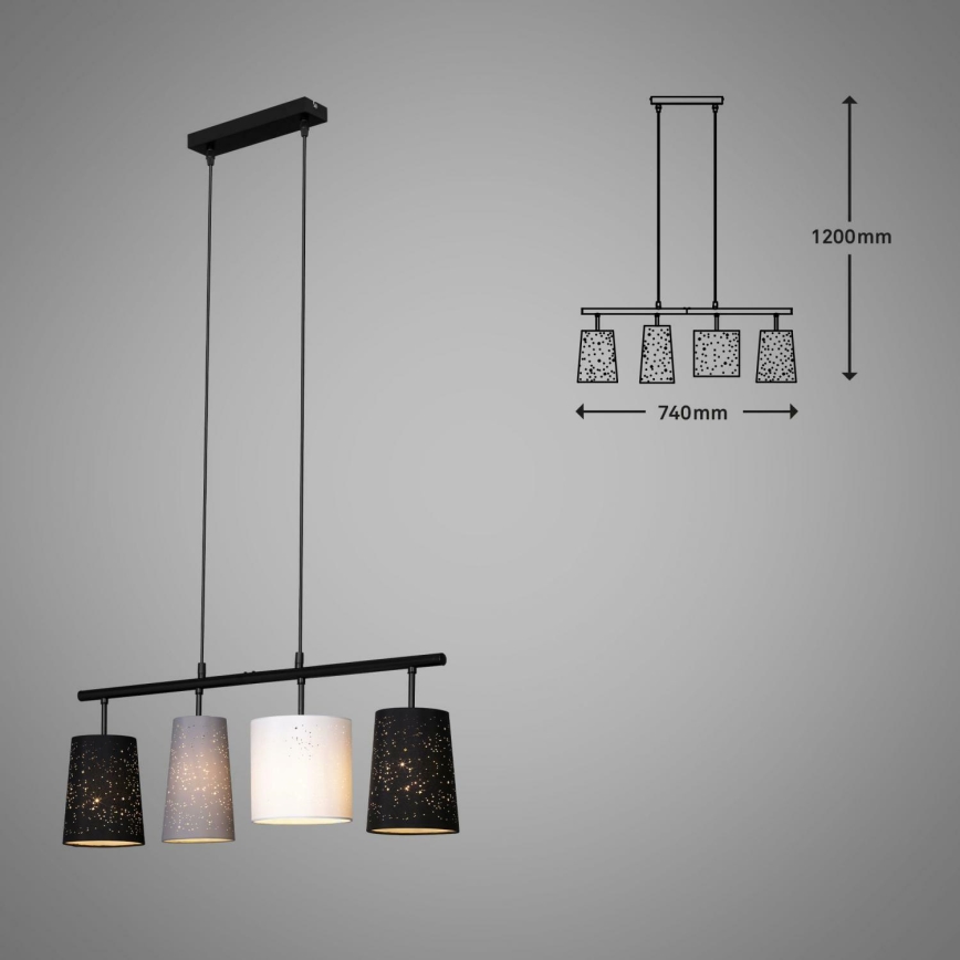 Brilo 4027-045 - Ljuskrona med textilsladd SHADES 4xE27/40W/230V