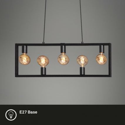 Brilo 4028-055 - Ljuskrona med textilsladd KOTAK VINTAGE 5xE27/40W/230V