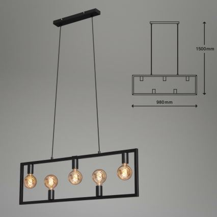 Brilo 4028-055 - Ljuskrona med textilsladd KOTAK VINTAGE 5xE27/40W/230V
