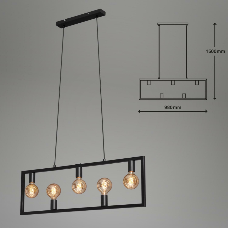 Brilo 4028-055 - Ljuskrona med textilsladd KOTAK VINTAGE 5xE27/40W/230V