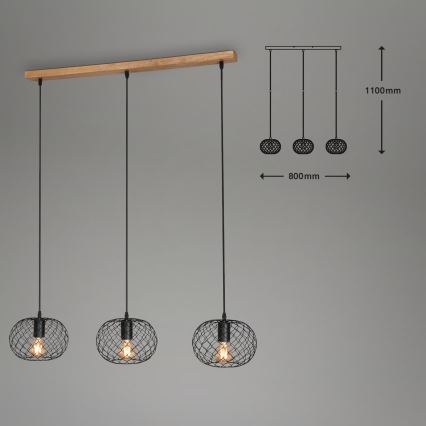 Brilo 4037-035 - Pendellampa med kabel 3xE27/40W/230V