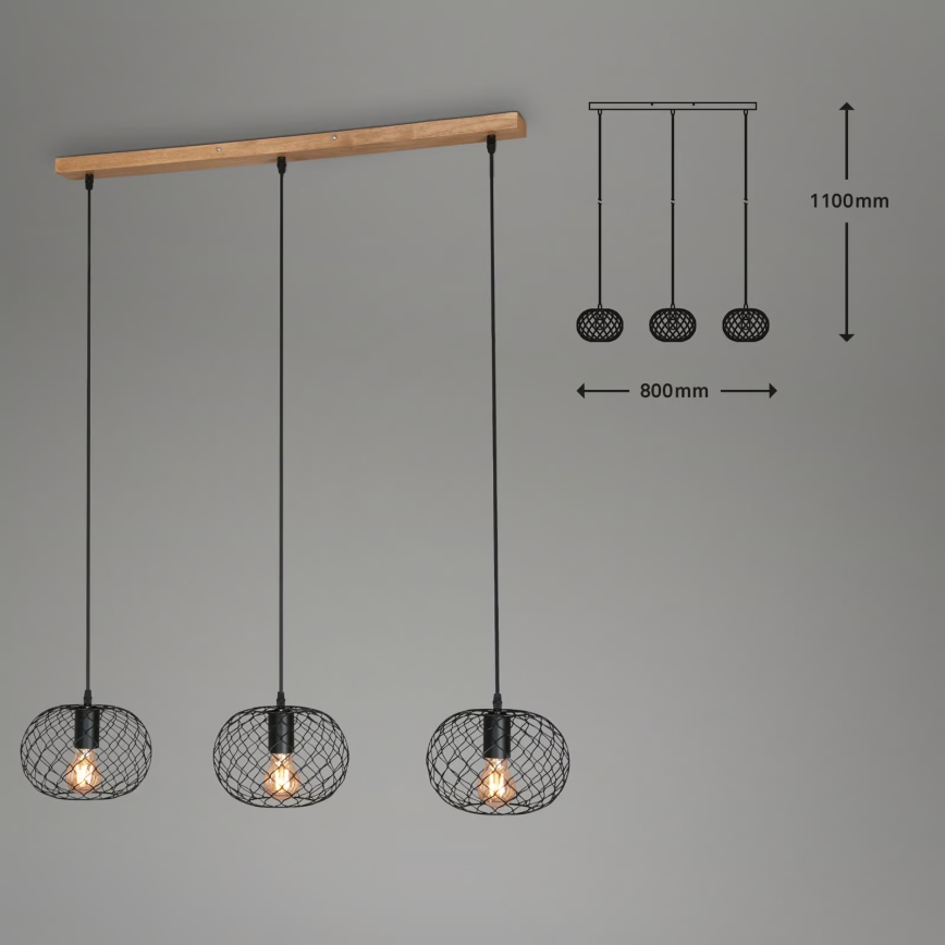 Brilo 4037-035 - Pendellampa med kabel 3xE27/40W/230V