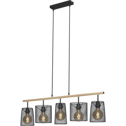 Brilo 4078-054 - Hänglampa med kabel WOOD & STYLE 5xE27/60W/230V