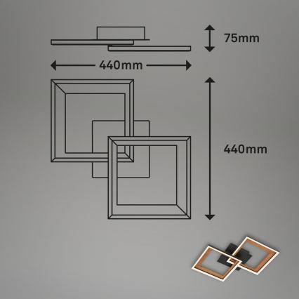 Brilo - Dimbar LED ytmonterad ljuskrona FRAME 2xLED/11W/230V