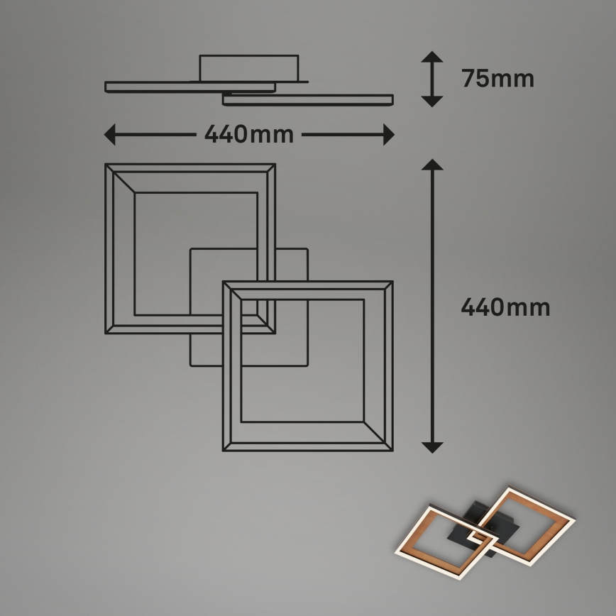 Brilo - Dimbar LED ytmonterad ljuskrona FRAME 2xLED/11W/230V