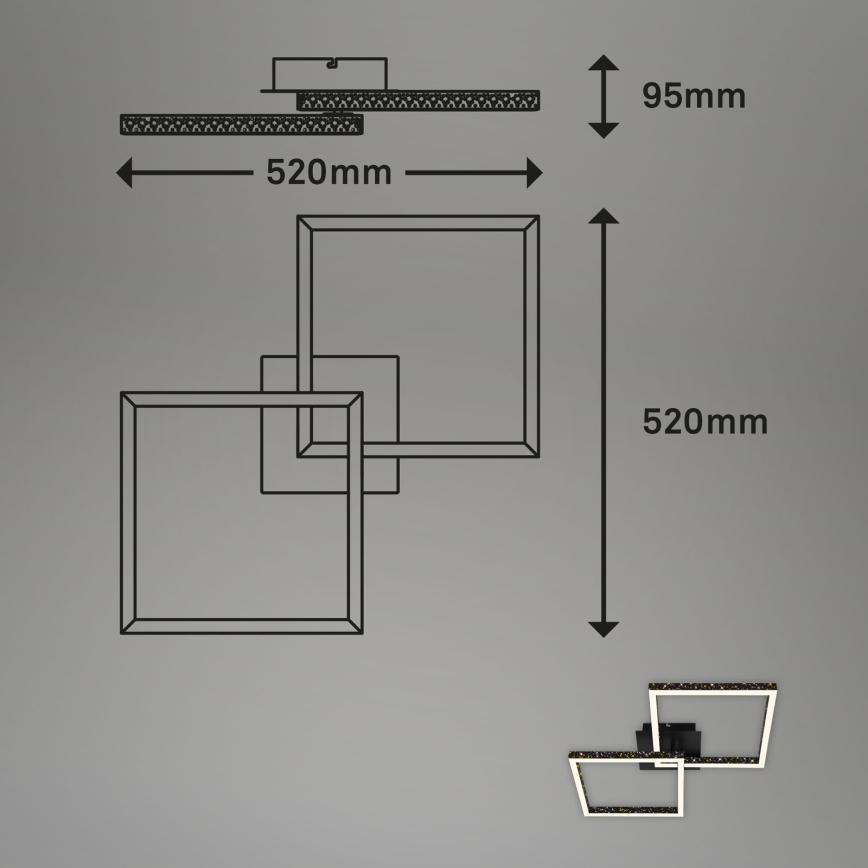 Brilo - Dimbar LED ytmonterad ljuskrona FRAME 2xLED/9W/230V