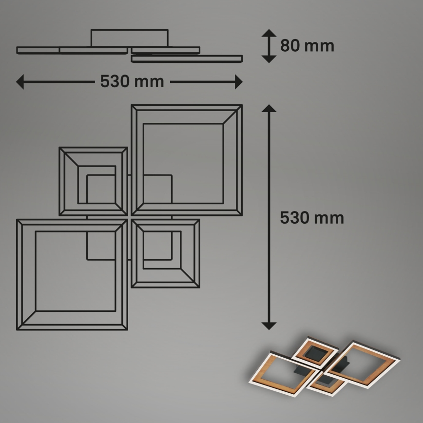 Brilo - Dimbar LED ytmonterad ljuskrona FRAME LED/38W/230V