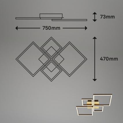 Brilo - Dimbar LED ytmonterad ljuskrona FRAME LED/44W/230V