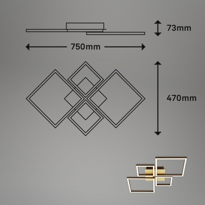 Brilo - Dimbar LED ytmonterad ljuskrona FRAME LED/44W/230V