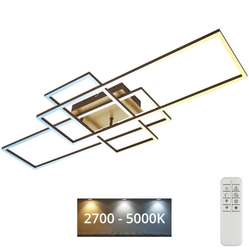 Brilo - Dimbar LED ytmonterad ljuskrona FRAME LED/51W/230V 2700-5000K brun/guld + fjärrkontroll