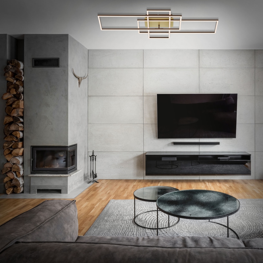Brilo - Dimbar LED ytmonterad ljuskrona FRAME LED/51W/230V 2700-5000K brun/guld + fjärrkontroll