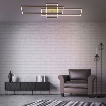 Brilo - Dimbar LED ytmonterad ljuskrona FRAME LED/51W/230V 2700-5000K brun/guld + fjärrkontroll