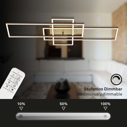 Brilo - Dimbar LED ytmonterad ljuskrona FRAME LED/51W/230V 2700-5000K brun/guld + fjärrkontroll