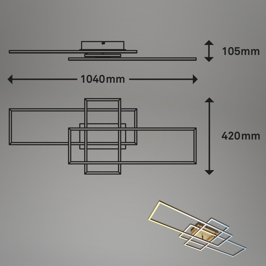 Brilo - Dimbar LED ytmonterad ljuskrona FRAME LED/51W/230V 2700-5000K brun/guld + fjärrkontroll