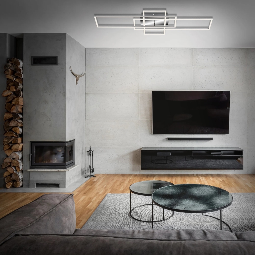 Brilo - Dimbar LED ytmonterad ljuskrona FRAME LED/51W/230V 2700-5000K matt krom + fjärrkontroll
