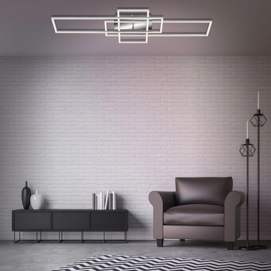Brilo - Dimbar LED ytmonterad ljuskrona FRAME LED/51W/230V 2700-5000K matt krom + fjärrkontroll