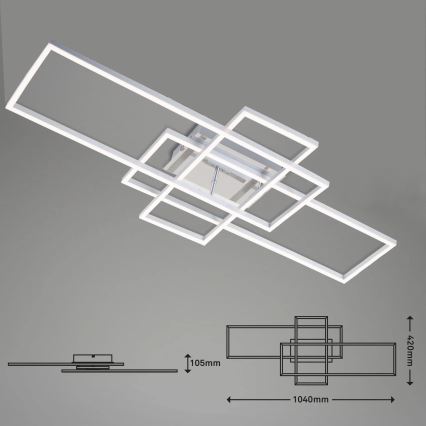 Brilo - Dimbar LED ytmonterad ljuskrona FRAME LED/51W/230V 2700-5000K matt krom + fjärrkontroll