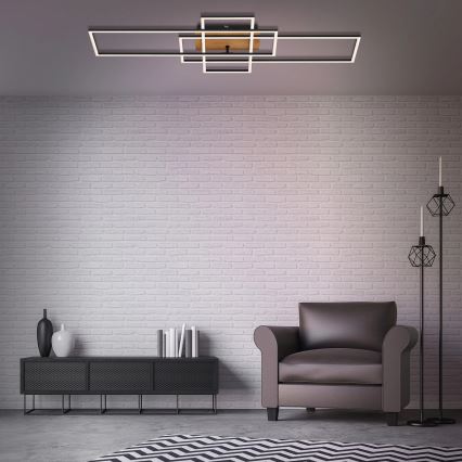 Brilo - Dimbar LED ytmonterad ljuskrona FRAME LED/51W/230V 2700-5000K svart/brun + fjärrkontroll