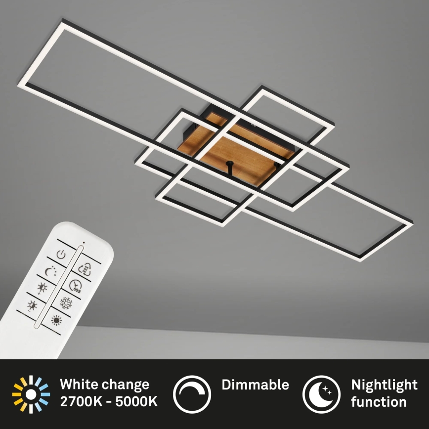 Brilo - Dimbar LED ytmonterad ljuskrona FRAME LED/51W/230V 2700-5000K svart/brun + fjärrkontroll