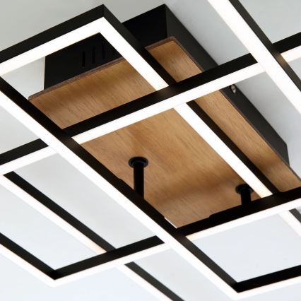 Brilo - Dimbar LED ytmonterad ljuskrona FRAME LED/51W/230V 2700-5000K svart/brun + fjärrkontroll