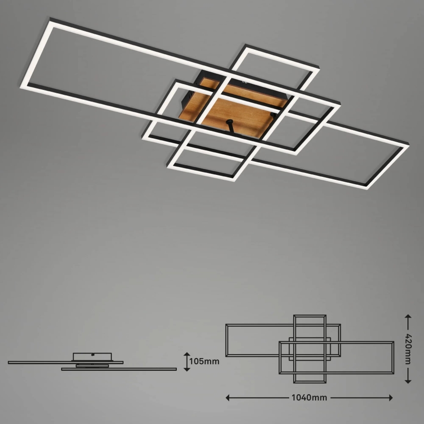 Brilo - Dimbar LED ytmonterad ljuskrona FRAME LED/51W/230V 2700-5000K svart/brun + fjärrkontroll