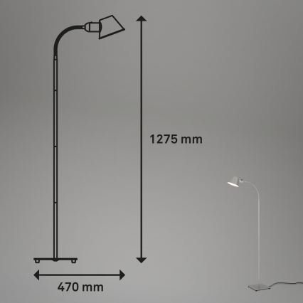 Brilo - Flexibel golvlampa 1xE27/10W/230V silver